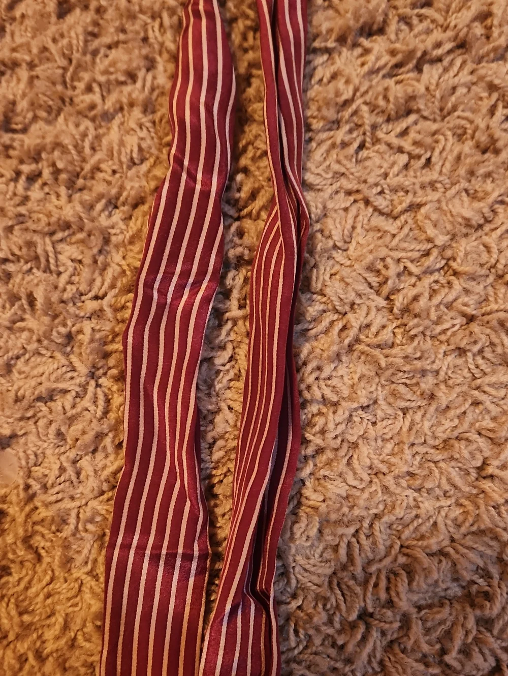 Vintage YSL 1970's Silk Maroon Paisley & Stripe Bandana Scarf with Monogram